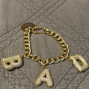 Sold!!! Charm Bracelet with Rhinestone Letters “BAD” bubble letter y2k style